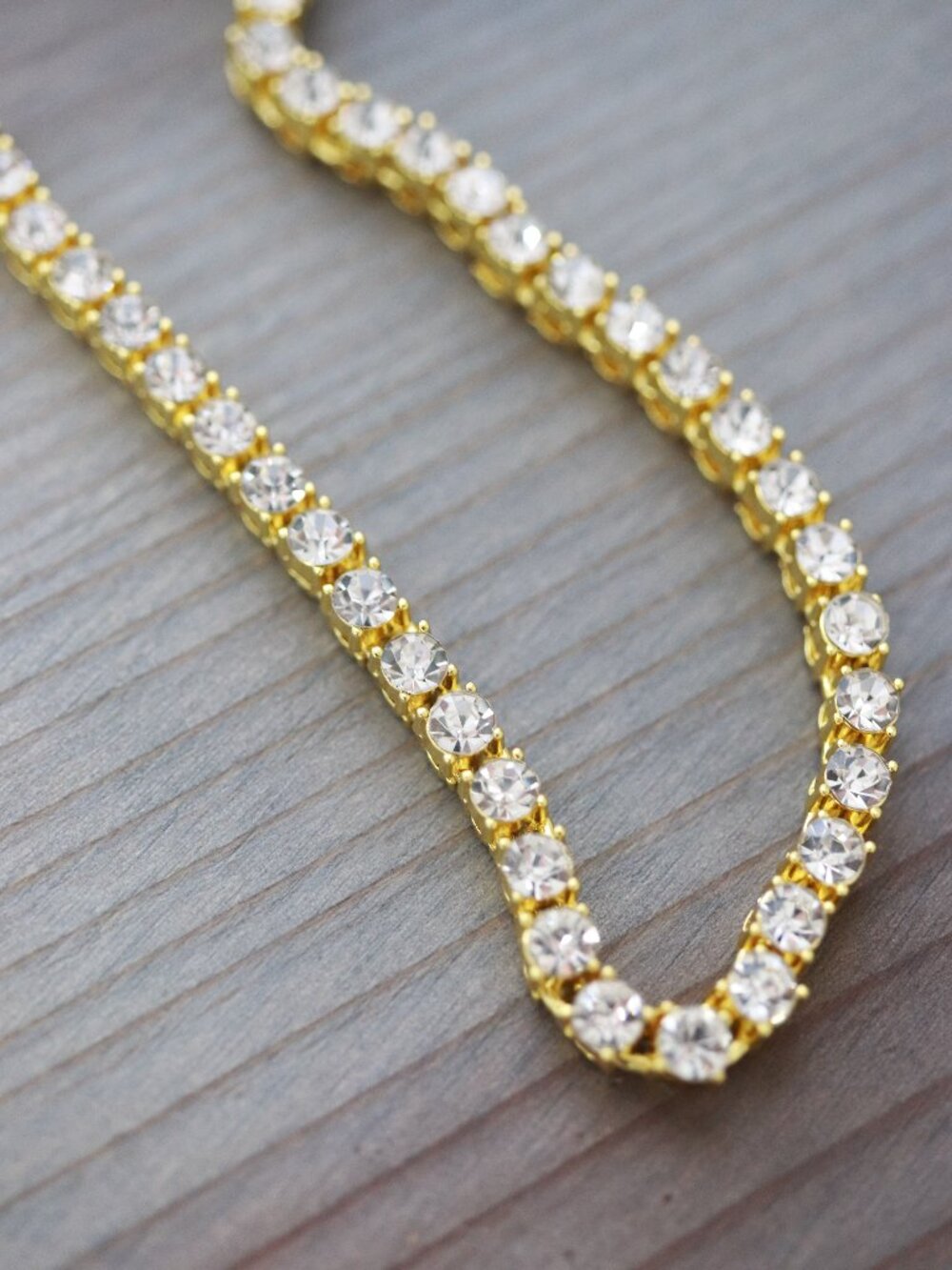 4mm Round Diamond Chain Tennis Necklace 18k Gold Plated